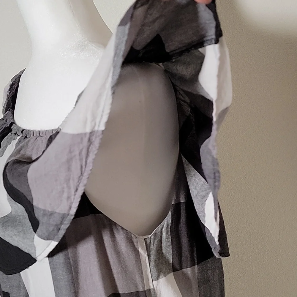 Who What Wear Mini Dress Off The Shoulder Buffalo Plaid Checkered Black White M - Picture 8 of 15